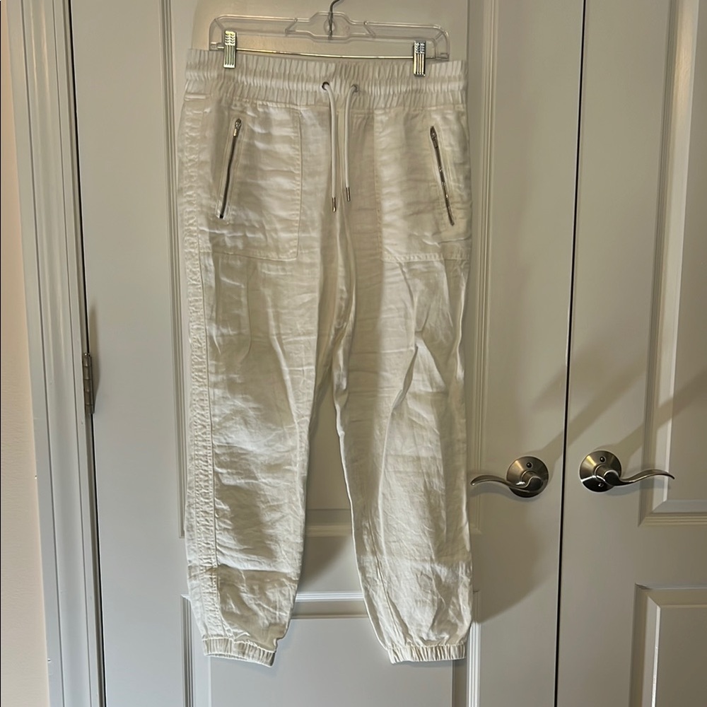 Athleta White Track Joggers Relaxed Fit